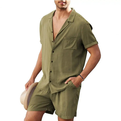 Men's  cool shirt korte loungewear outfit set