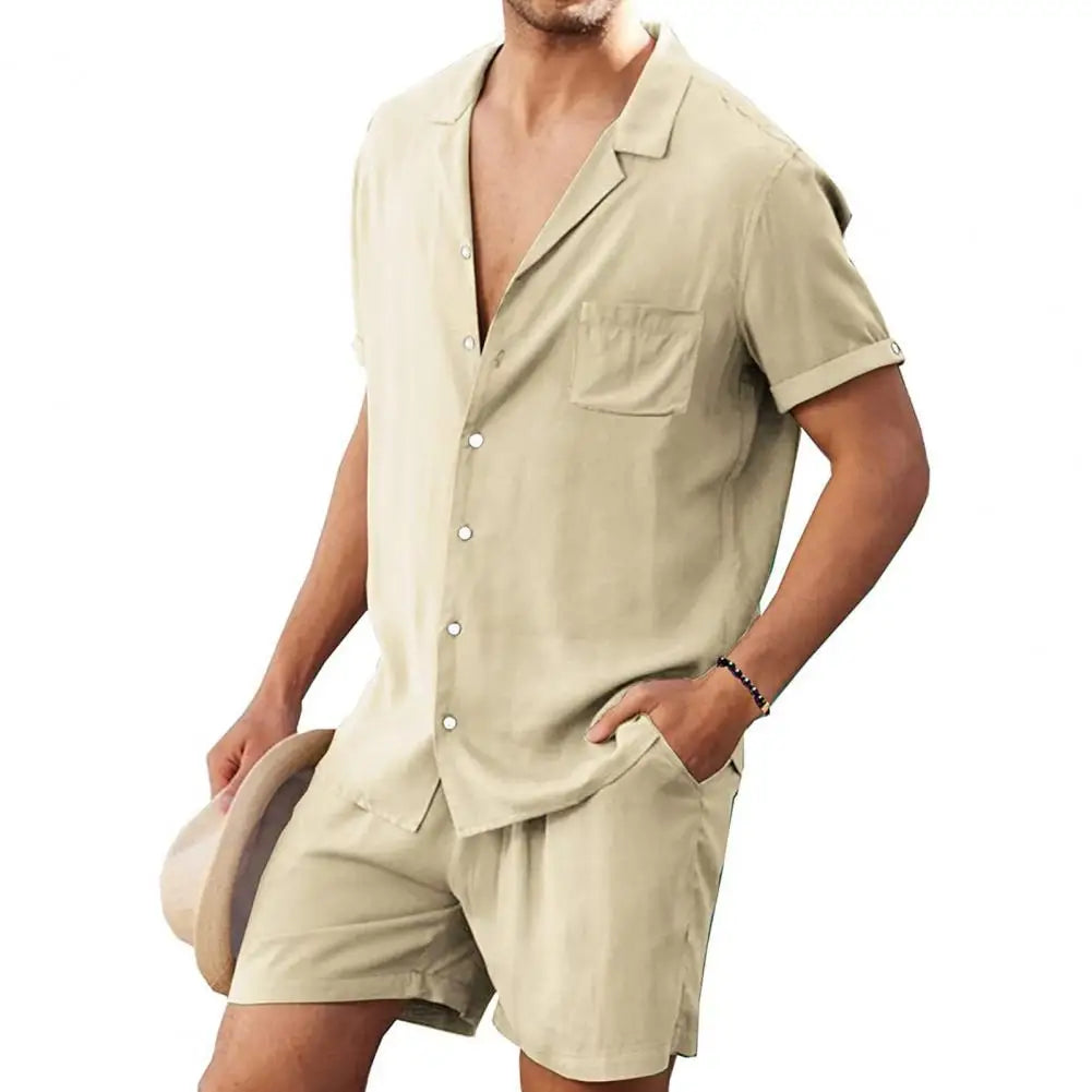 Men's  cool shirt korte loungewear outfit set