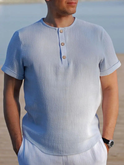 Men’s Henley T-shirt – Regular Fit – Soft Knit – Short Sleeve – Button Neck Casual Wear