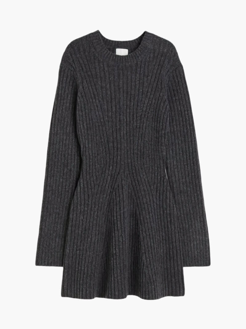 Ribbed knit mini dress for women