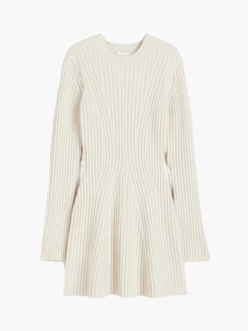 Ribbed knit mini dress for women