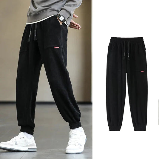 Men’s Corduroy Joggers – Relaxed Fit – Elastic Waist & Cuffs – Multiple Pockets