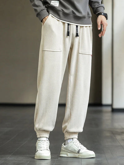 Men’s Corduroy Joggers – Relaxed Fit – Elastic Waist & Cuffs – Multiple Pockets