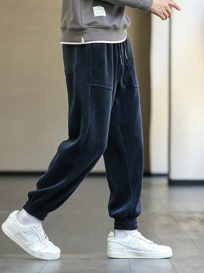 Men’s Corduroy Joggers – Relaxed Fit – Elastic Waist & Cuffs – Multiple Pockets