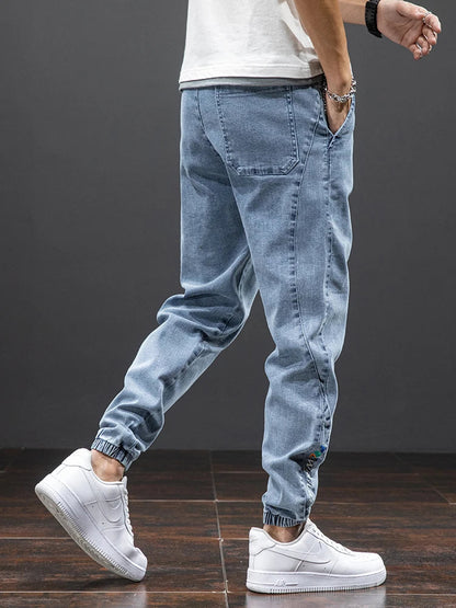 Men's streetwear denim jogging pants