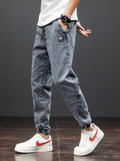 Men's streetwear denim jogging pants