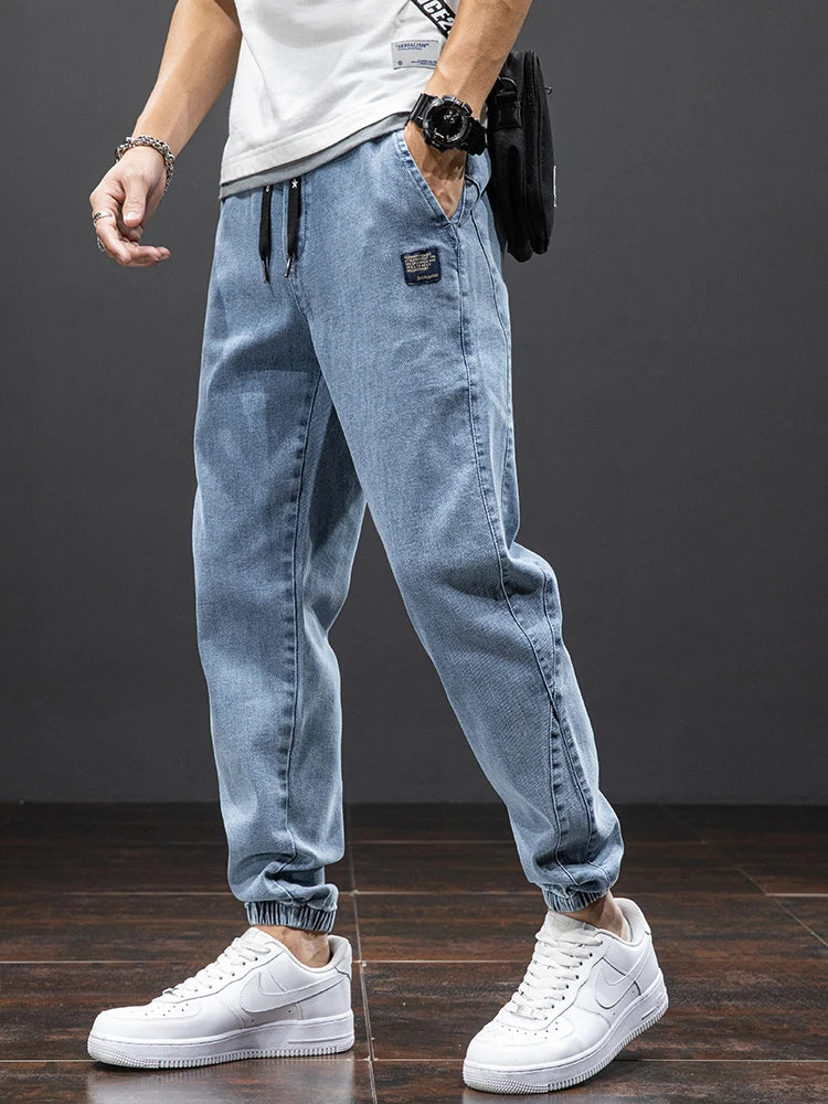 Men's streetwear denim jogging pants