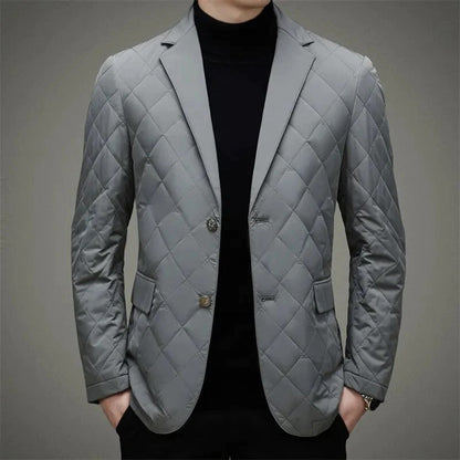 Men's quilted down jacket with diamond pattern