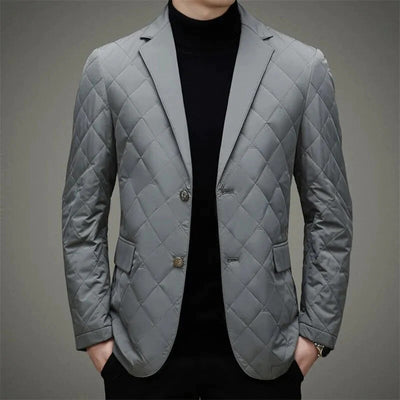 Men's quilted down jacket with diamond pattern
