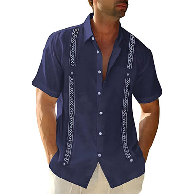 Men’s Button-Up Shirt – Relaxed Fit – Embroidered Front – Breathable Blend