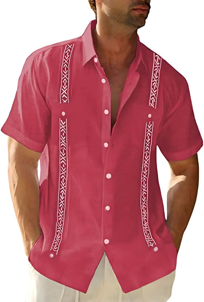 Men’s Button-Up Shirt – Relaxed Fit – Embroidered Front – Breathable Blend