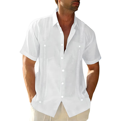 Men’s Button-Up Shirt – Relaxed Fit – Embroidered Front – Breathable Blend