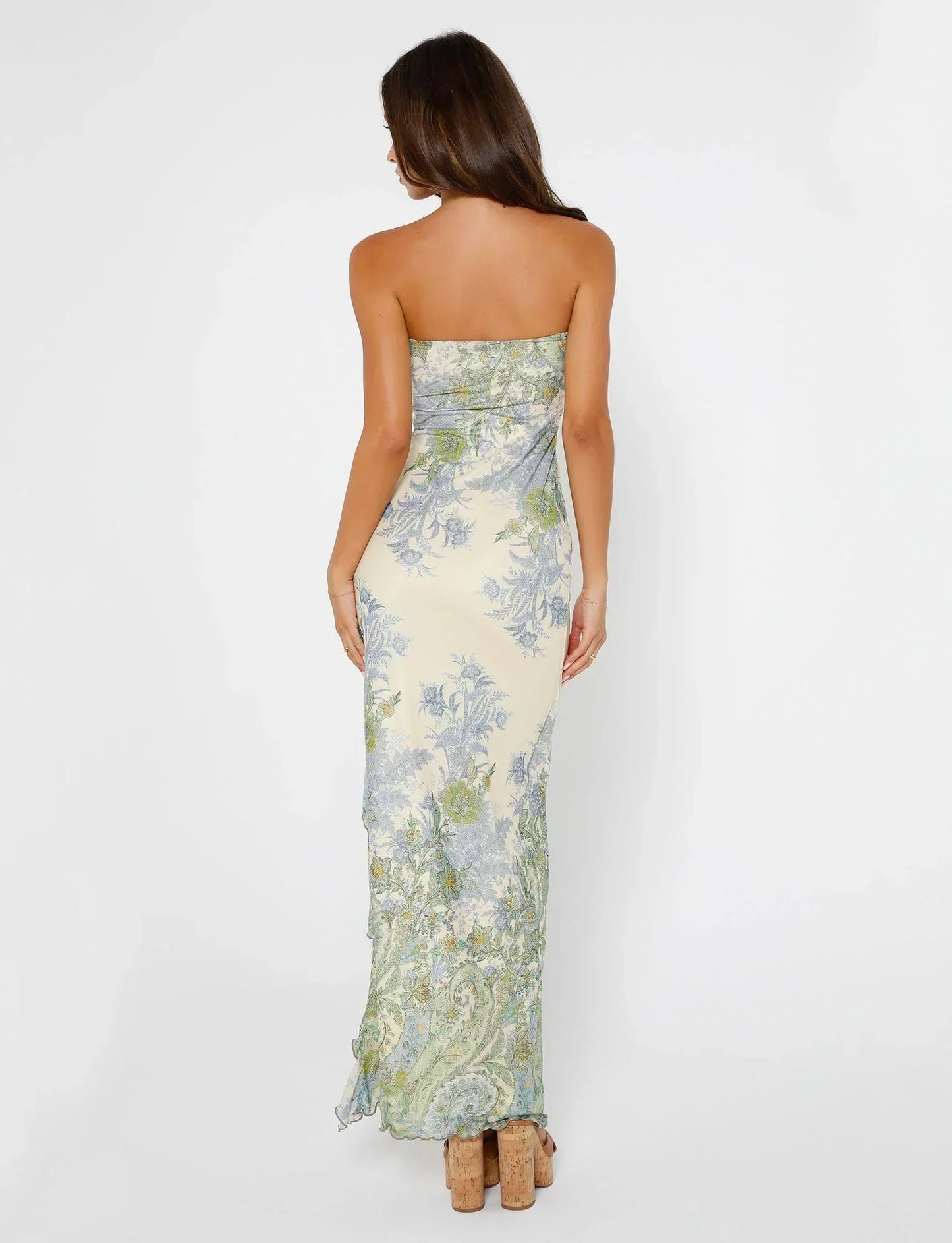 Women’s Maxi Dress – Strapless Fit – Bold Floral Print – High Slit – Elegant Flow