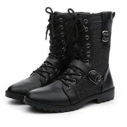 Men's lace-up boots with buckle closure