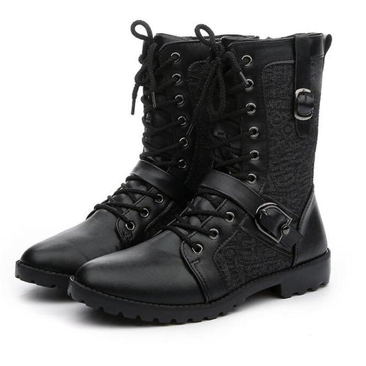 Men's lace-up boots with buckle closure