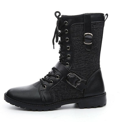 Men's lace-up boots with buckle closure
