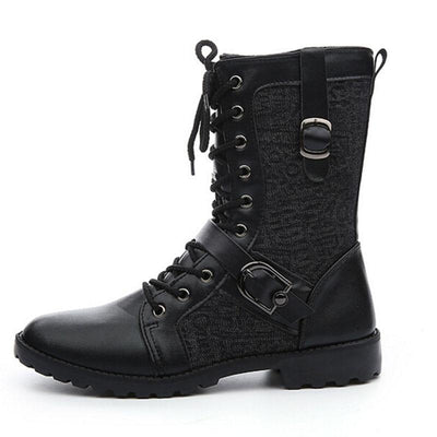 Men's lace-up boots with buckle closure