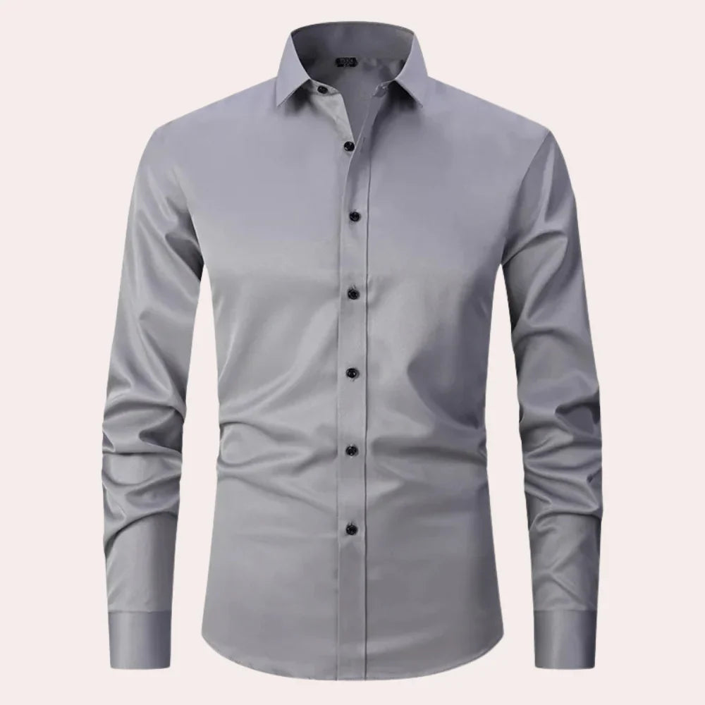Men’s Slim Fit Shirt – Button-Up Front – Breathable Blend – Long Sleeve Formal Style