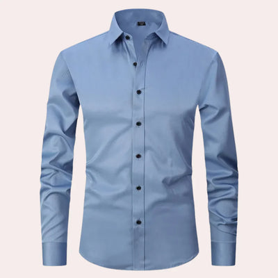 Men’s Slim Fit Shirt – Button-Up Front – Breathable Blend – Long Sleeve Formal Style