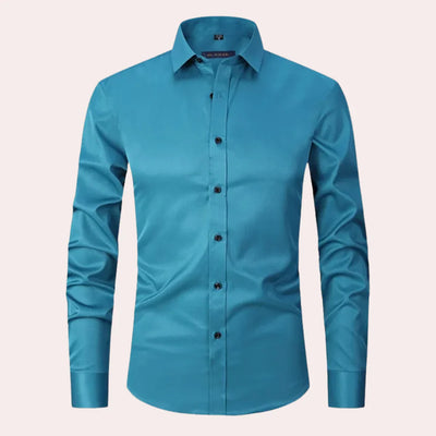 Men’s Slim Fit Shirt – Button-Up Front – Breathable Blend – Long Sleeve Formal Style