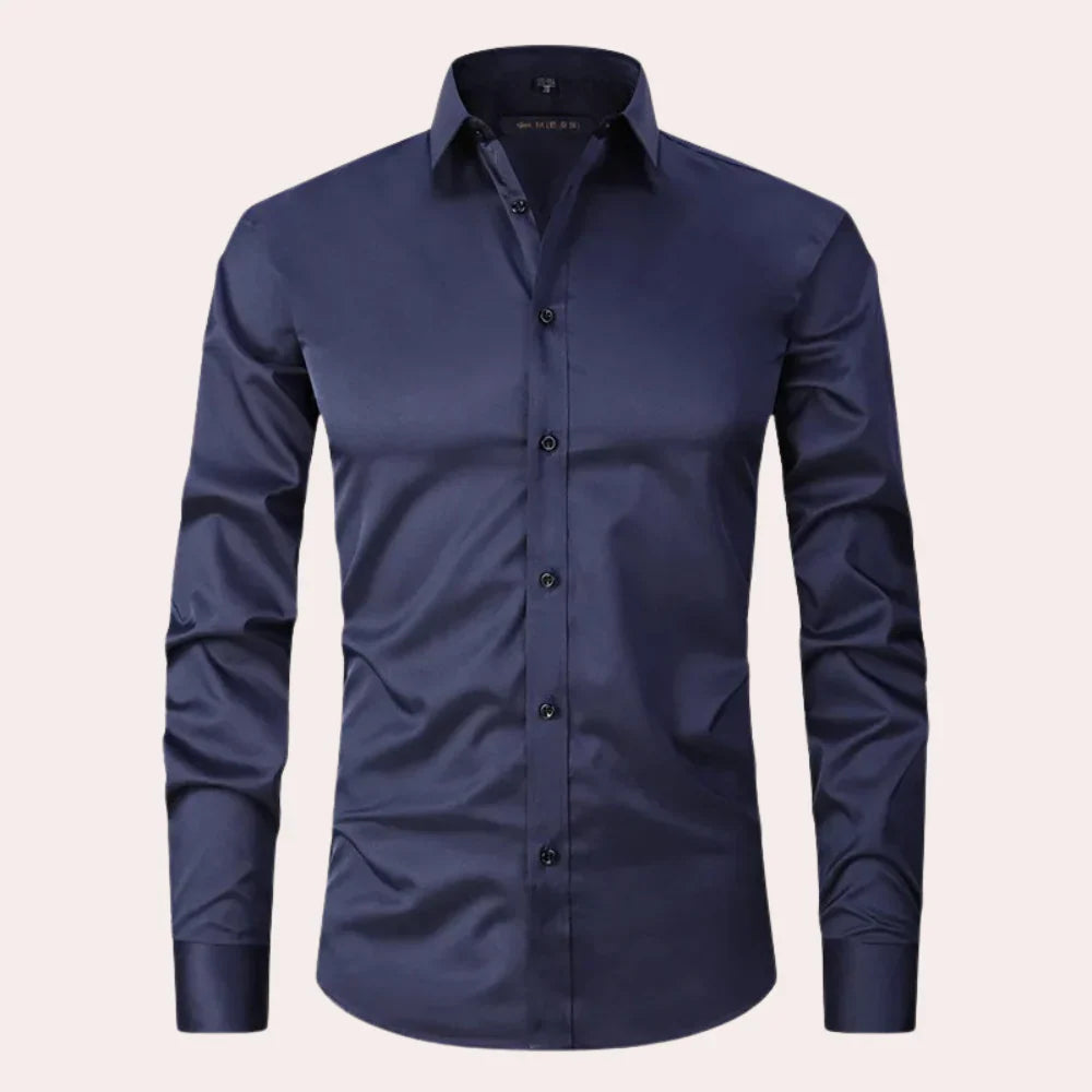 Men’s Slim Fit Shirt – Button-Up Front – Breathable Blend – Long Sleeve Formal Style