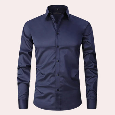 Men’s Slim Fit Shirt – Button-Up Front – Breathable Blend – Long Sleeve Formal Style