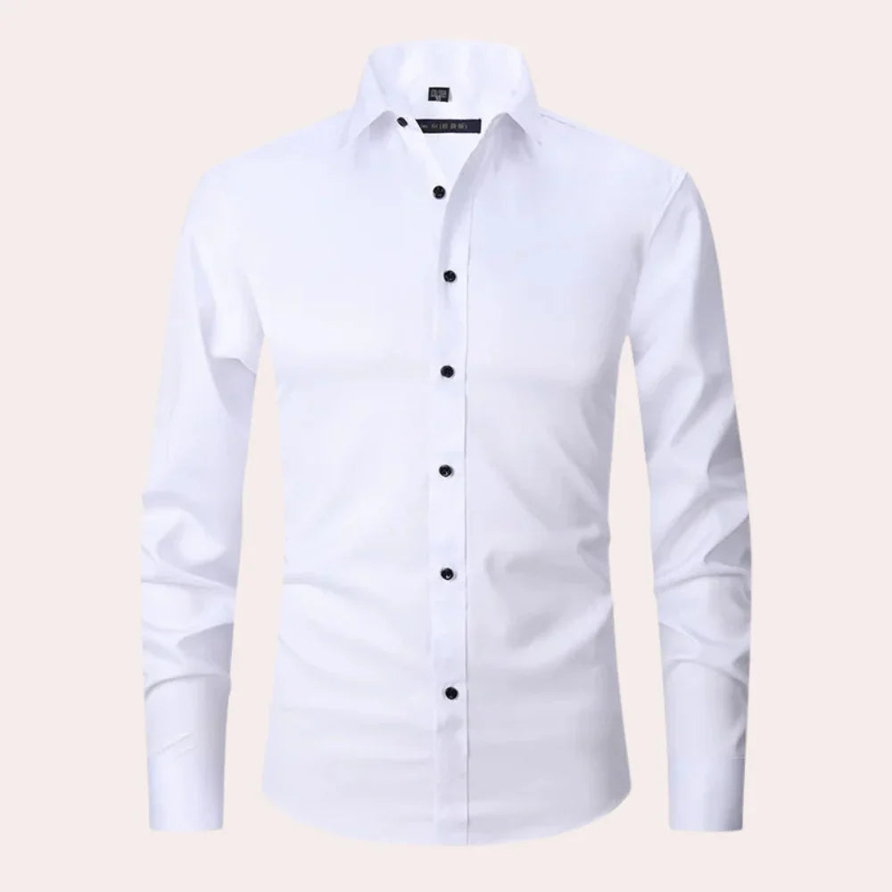 Men’s Slim Fit Shirt – Button-Up Front – Breathable Blend – Long Sleeve Formal Style