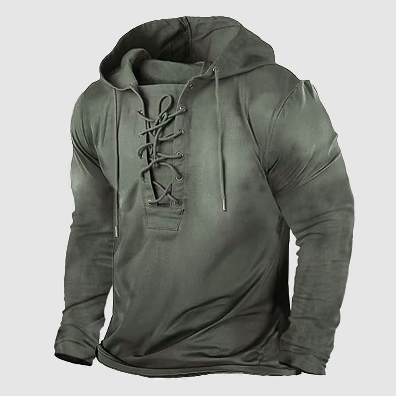 Men's retro winter lace up hoodie