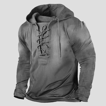 Men's retro winter lace up hoodie