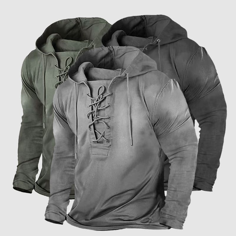 Men's retro winter lace up hoodie