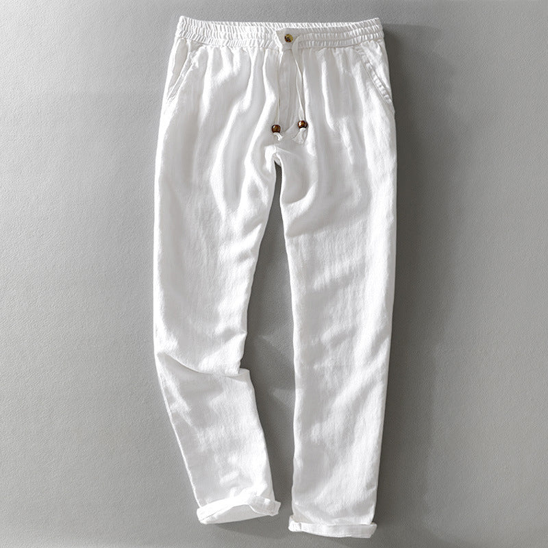 Men’s Casual Trousers – Relaxed Fit – Natural Fibers – Elastic Waist with Drawstring