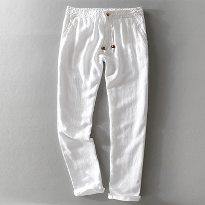 Men’s Casual Trousers – Relaxed Fit – Natural Fibers – Elastic Waist with Drawstring