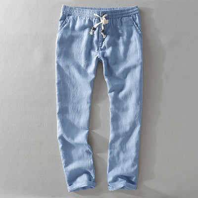 Men’s Casual Trousers – Relaxed Fit – Natural Fibers – Elastic Waist with Drawstring