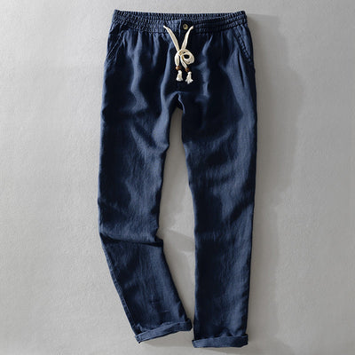 Men’s Casual Trousers – Relaxed Fit – Natural Fibers – Elastic Waist with Drawstring