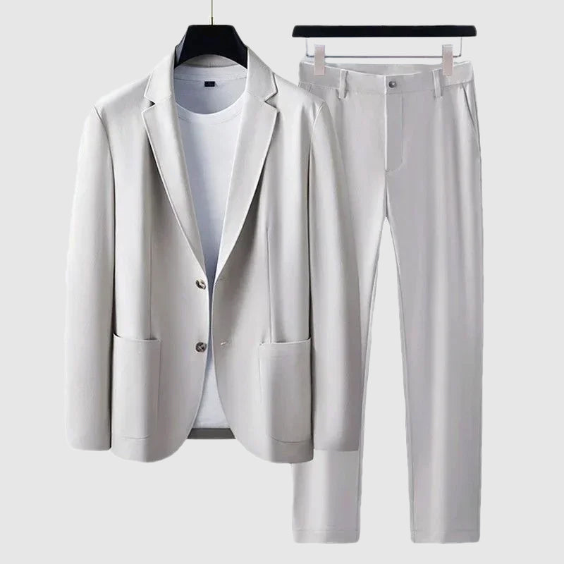 Men’s Suit Set – Tailored Fit Blazer & Slim Fit Trousers – Notched Lapel Formal Wear