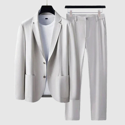 Men’s Suit Set – Tailored Fit Blazer & Slim Fit Trousers – Notched Lapel Formal Wear