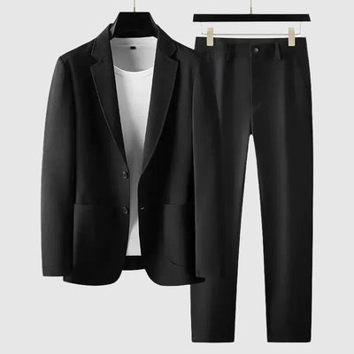 Men’s Suit Set – Tailored Fit Blazer & Slim Fit Trousers – Notched Lapel Formal Wear