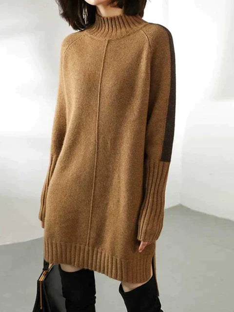 Women's Sweater Dress - Oversized Fit - Turtleneck - Soft Knit Long Sleeve