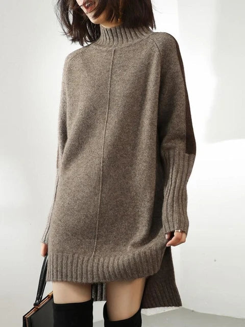 Women's Sweater Dress - Oversized Fit - Turtleneck - Soft Knit Long Sleeve
