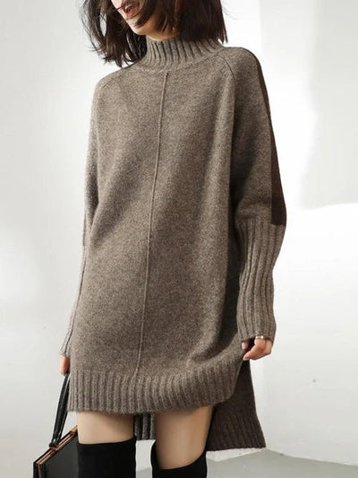 Women's Sweater Dress - Oversized Fit - Turtleneck - Soft Knit Long Sleeve