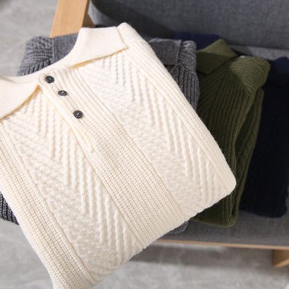 Men's knitted slim fit lapel sweater