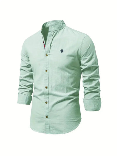 Men’s Casual Shirt - Slim Fit - Mandarin Collar - Long Sleeve