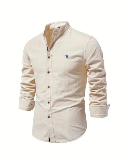 Men’s Casual Shirt - Slim Fit - Mandarin Collar - Long Sleeve