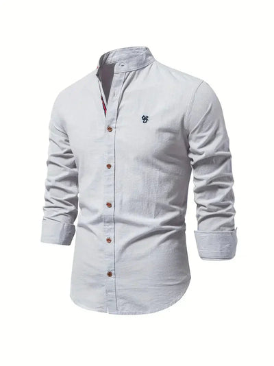 Men’s Casual Shirt - Slim Fit - Mandarin Collar - Long Sleeve