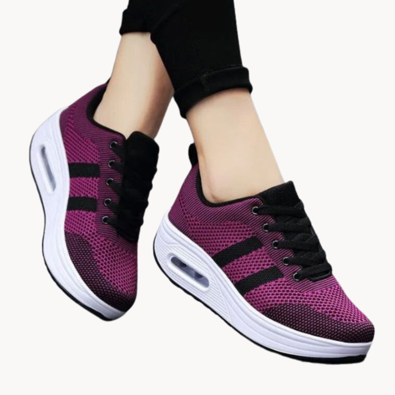 Women's Athletic Sneakers - Breathable Mesh - Cushioned Rubber Sole - Lace-Up Comfort