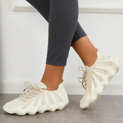 Women’s Sneakers - Breathable Mesh - Cushioned Sole - Lace-Up Lightweight Design