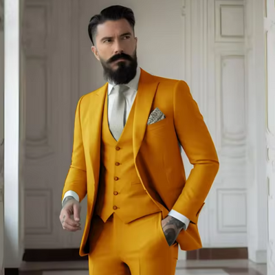 Men’s Three-Piece Suit – Slim Fit – Wool Blend – Notch Lapel – Two-Button Jacket