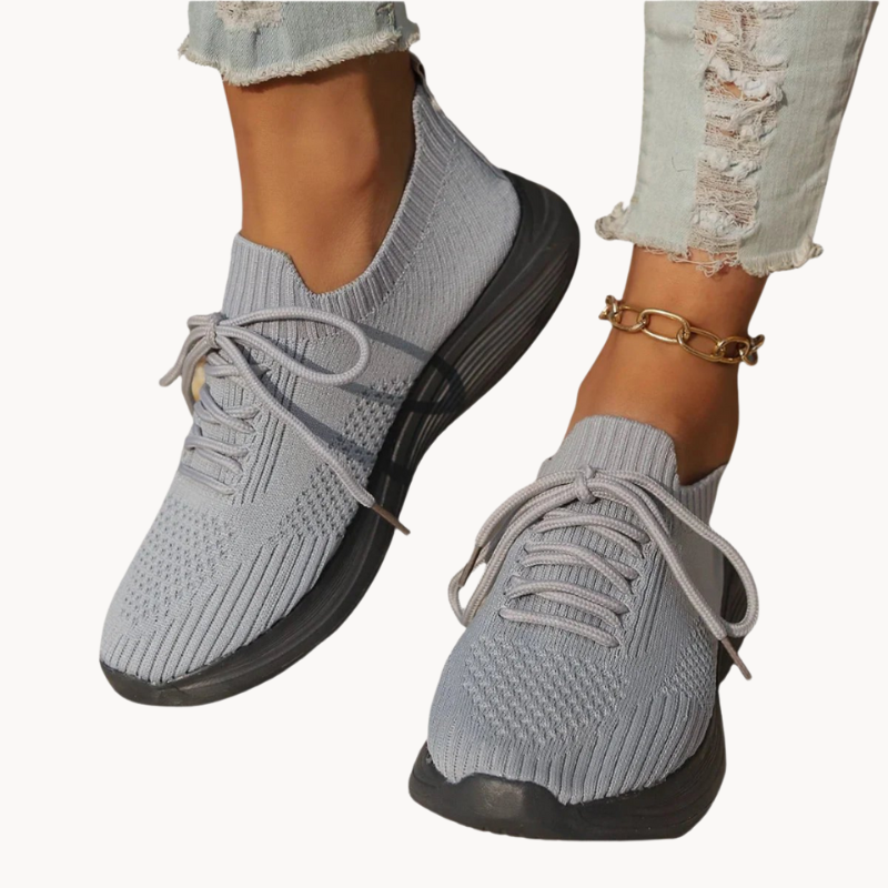 Women's Knitted Sneakers - Slip-On Lace-Up - Breathable Lightweight Casual Wear