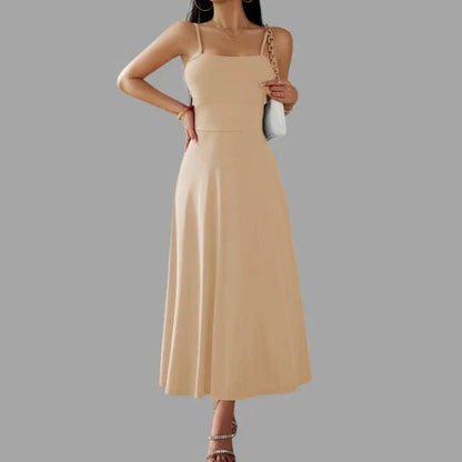 Women's Maxi Dress - Square Neck - Spaghetti Straps - Elegant Flowing Silhouette