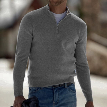 Men’s Zip-Up Sweater – Soft Knit – Relaxed Fit – Ribbed Cuffs